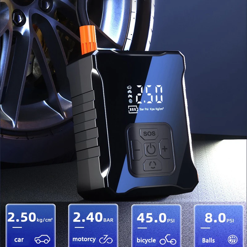 Wireless Air Pump Car Tire Inflator Portable Electric Air Injector LCD Display Air Compressor for Car Bike Motorcycle Tyre Ball
Wireless Air Pump Car Tire Inflator Portable Electric Air Injector LCD Display Air Compressor for Car Bike Motorcycle Tyre Ball