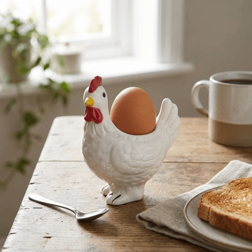 Creative Chicken Shape Ceramic Egg Cup Cartoon Decorative Chicken Egg Holder Smooth Surface Boiled Egg Stand Home Use
Creative Chicken Shape Ceramic Egg Cup Cartoon Decorative Chicken Egg Holder Smooth Surface Boiled Egg Stand Home Use