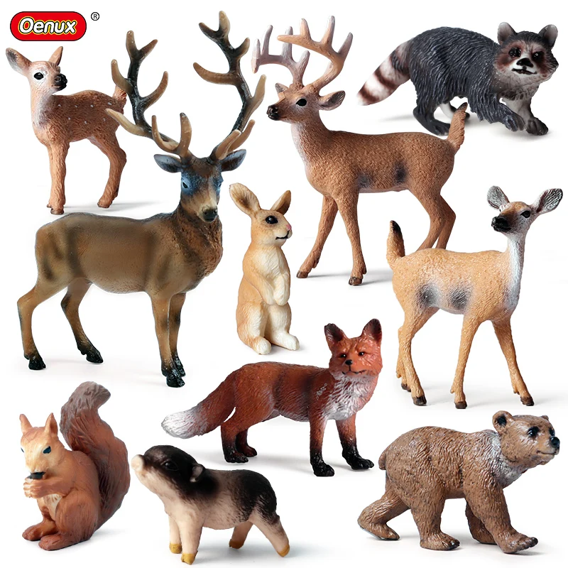Oenux 10pcs Wild Animals Elk Wapiti Sika Deer Fox Squirrel Model Action Figures Cake Toppers Decoration Kids Toy For Xmas Gift
Oenux 10pcs Wild Animals Elk Wapiti Sika Deer Fox Squirrel Model Action Figures Cake Toppers Decoration Kids Toy For Xmas Gift