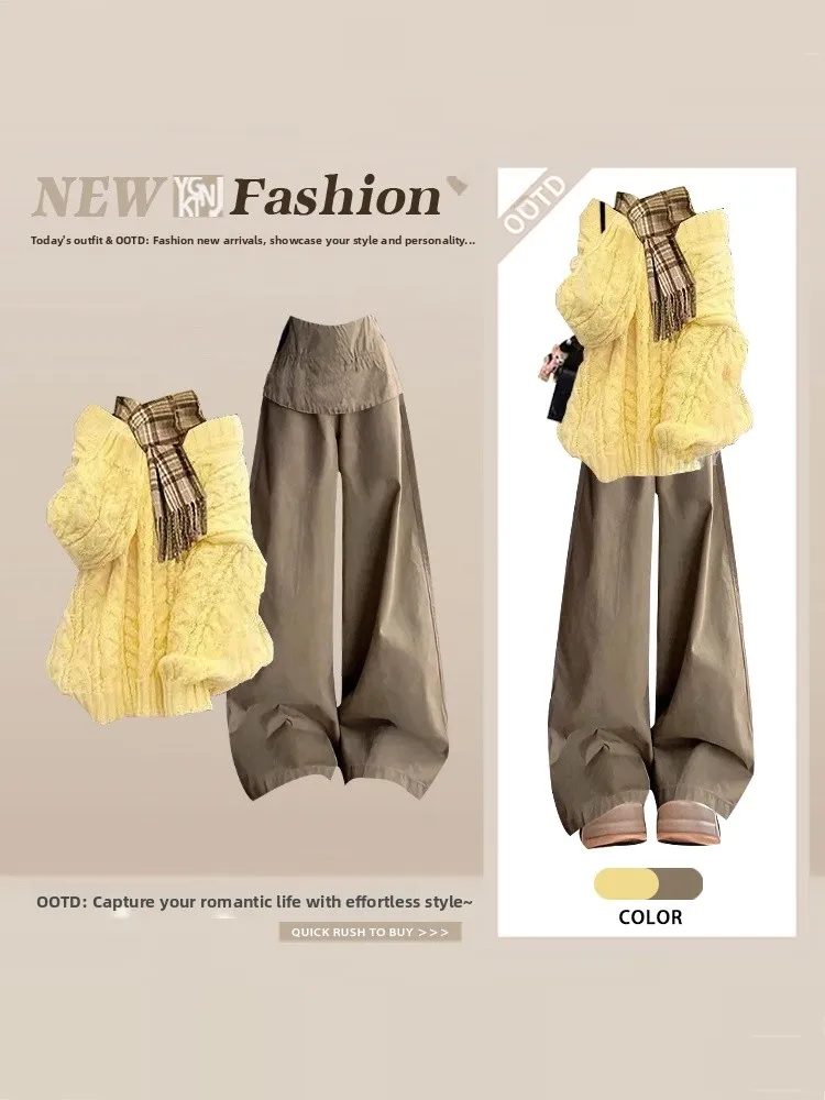 Sweet Youthful Yellow Knitted Sweater V-Ne Twist High Waist Wide Leg Casual Pants Winter Two-Piece Set Women's Faion Ense...
Sweet Youthful Yellow Knitted Sweater V-Ne Twist High Waist Wide Leg Casual Pants Winter Two-Piece Set Women's Faion Ense...