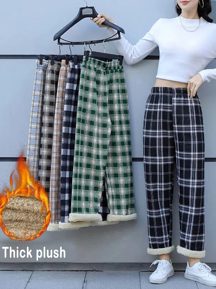 JMPRS Fashion Warm Plush Pants Thick Plaid Women Winter Casual Loose Wide Leg Trousers Korean Streetwear Straight Student New
JMPRS Fashion Warm Plush Pants Thick Plaid Women Winter Casual Loose Wide Leg Trousers Korean Streetwear Straight Student New