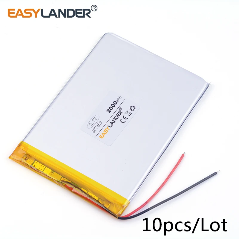 10pcs /Lot 3.7v lithium Li ion polymer rechargeable battery 307489 2000mah tablet computer batteries battery
10pcs /Lot 3.7v lithium Li ion polymer rechargeable battery 307489 2000mah tablet computer batteries battery