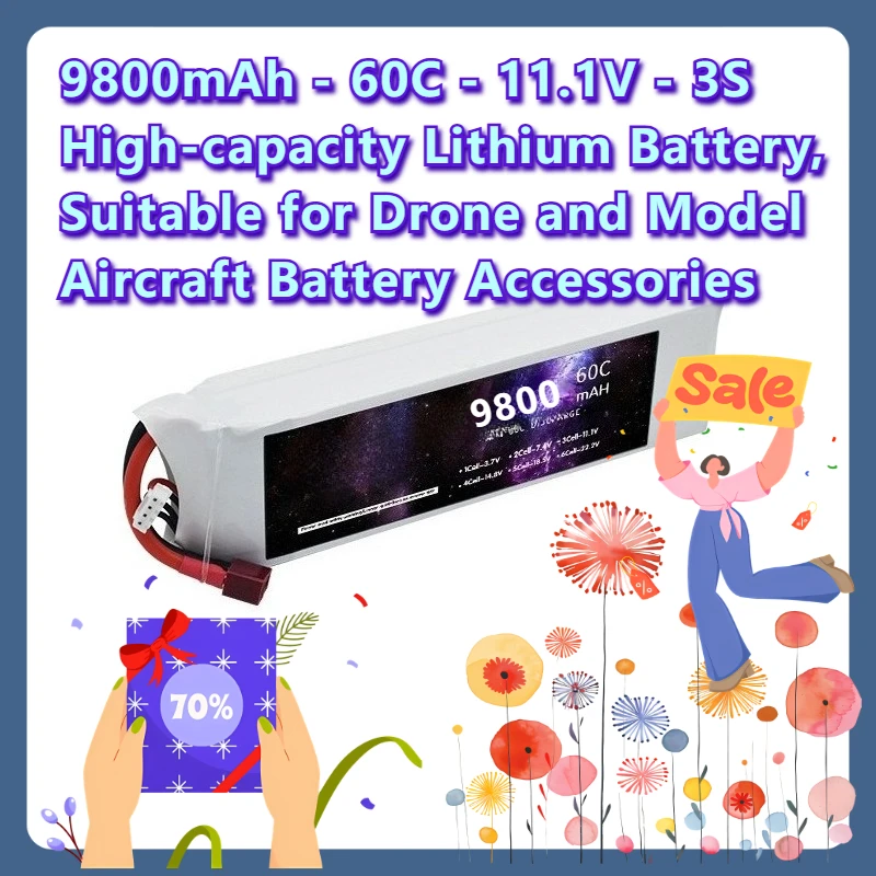 9800mAh - 60C - 11.1V - 3S High-capacity Lithium Battery, Suitable for Drone and Model Aircraft Battery Accessories
9800mAh - 60C - 11.1V - 3S High-capacity Lithium Battery, Suitable for Drone and Model Aircraft Battery Accessories