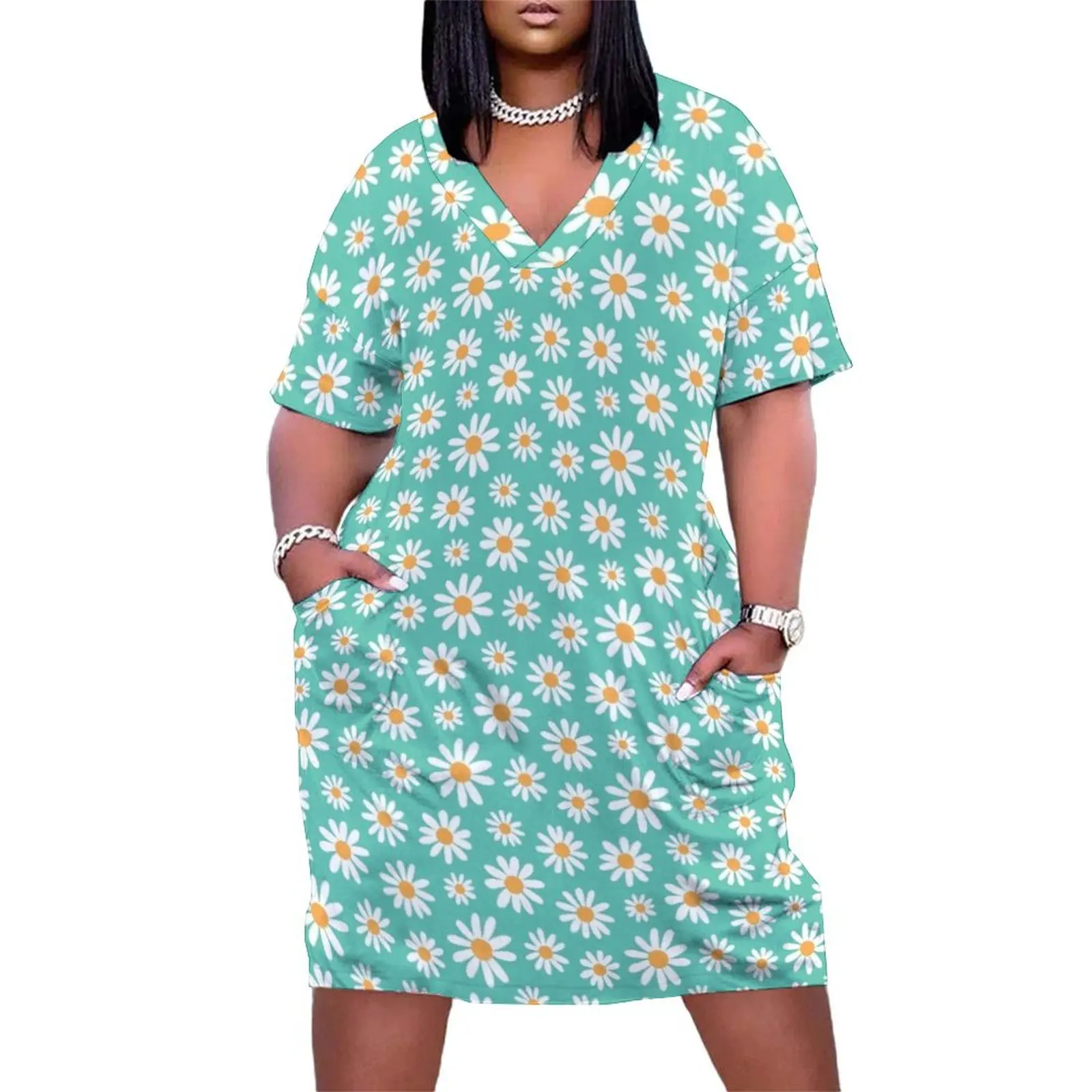 Spring daisies floral retro pattern on mint teal green Loose Pocket Dress beach outfits for women Female dress
Spring daisies floral retro pattern on mint teal green Loose Pocket Dress beach outfits for women Female dress