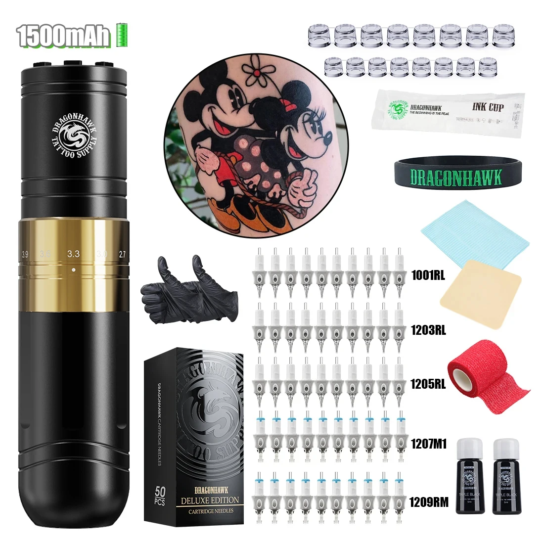 Dragonhawk Tattoo Machine Kit Wireless Tattoo Machine Pen 7 Strokes 1500mAh Battery Tattoo Cartridges Needles Full Set Supplies
Dragonhawk Tattoo Machine Kit Wireless Tattoo Machine Pen 7 Strokes 1500mAh Battery Tattoo Cartridges Needles Full Set Supplies