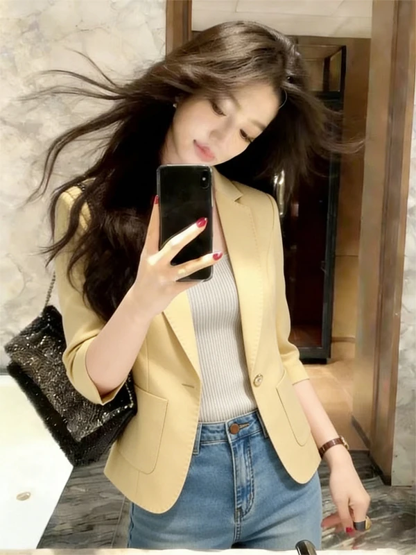Summer Thin Casual Women's Jacket Mid-Sleeve Seven-Quarter Sleeve Lightweight Fashionable Commute Style Regular Fit
Summer Thin Casual Women's Jacket Mid-Sleeve Seven-Quarter Sleeve Lightweight Fashionable Commute Style Regular Fit