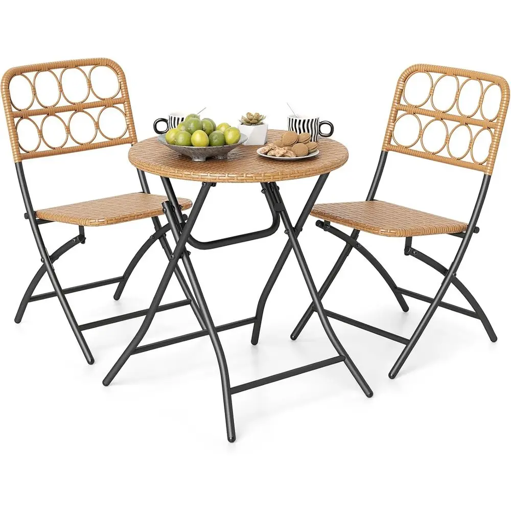 Portable Outdoor Bistro Set: PE Rattan Round Dining Table and 2 Chairs for Patio, Garden, Backyard, Balcony
Portable Outdoor Bistro Set: PE Rattan Round Dining Table and 2 Chairs for Patio, Garden, Backyard, Balcony