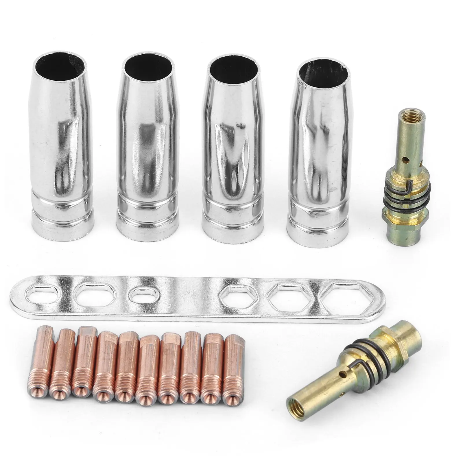 17pcs/set Welding Torch Nozzle Kit 0.8mm Contact Tips MIG MAG Nozzle Holder Fit for Binzel 15AK
17pcs/set Welding Torch Nozzle Kit 0.8mm Contact Tips MIG MAG Nozzle Holder Fit for Binzel 15AK