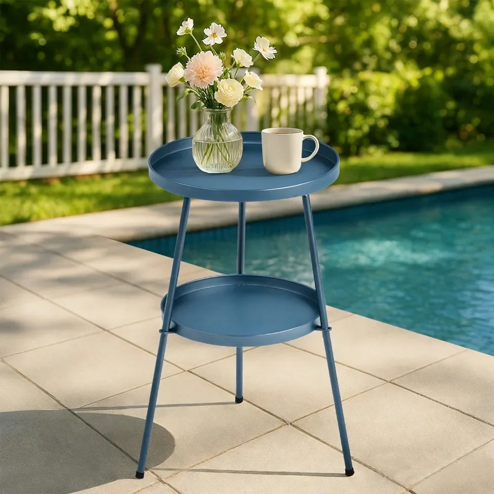 Navy Blue Round 2-Tier Patio Side Table – Sturdy Metal End Coffee Table Space-Saving Furniture For Indoor Outdoor Balcony Garden
Navy Blue Round 2-Tier Patio Side Table – Sturdy Metal End Coffee Table Space-Saving Furniture For Indoor Outdoor Balcony Garden
