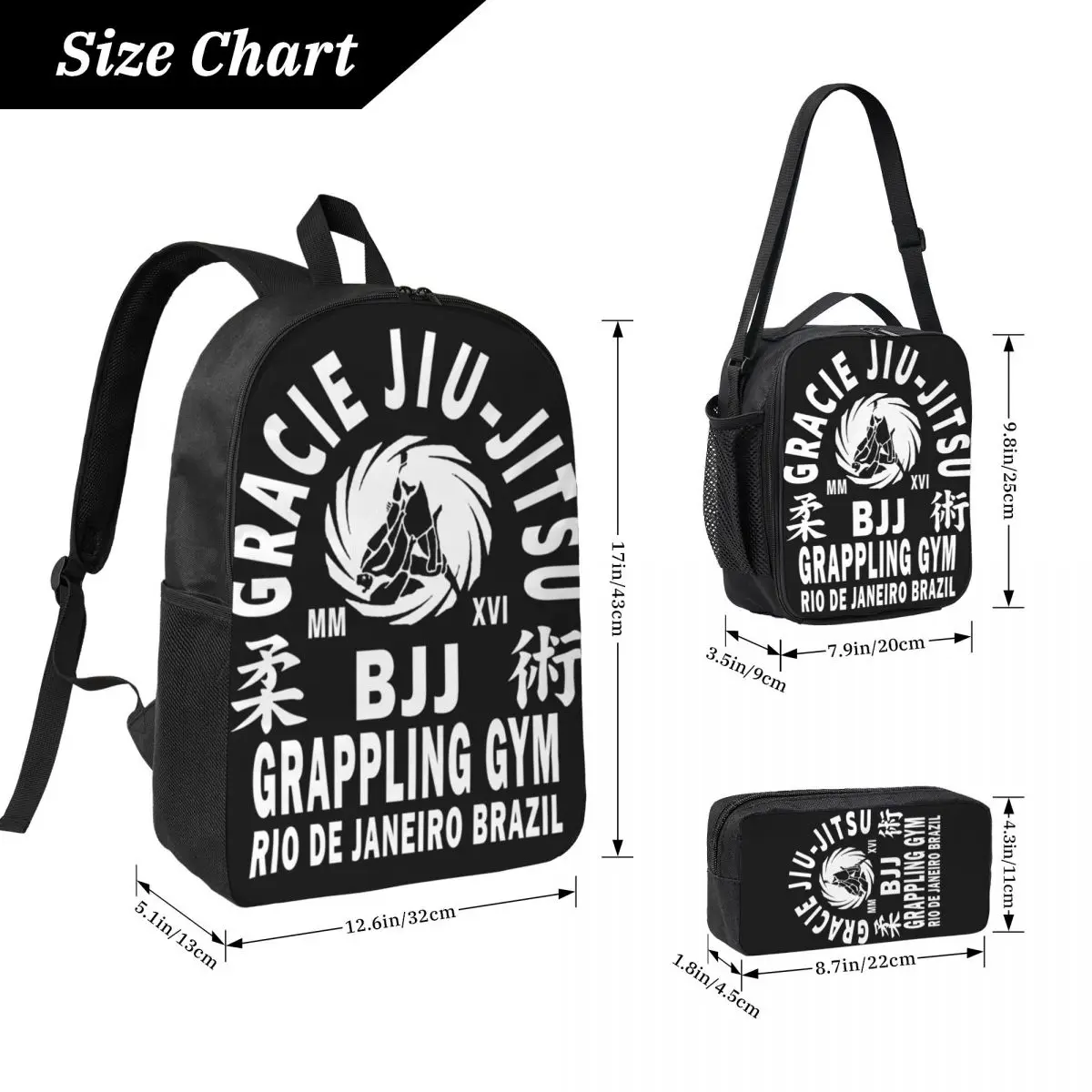 Brazilian Jiu-Jitsu Backpack Student Boys Girls BookBag School Bag Computer Shoulder Bags 3ps Insulated Lunch Bag Pencil Case
Brazilian Jiu-Jitsu Backpack Student Boys Girls BookBag School Bag Computer Shoulder Bags 3ps Insulated Lunch Bag Pencil Case