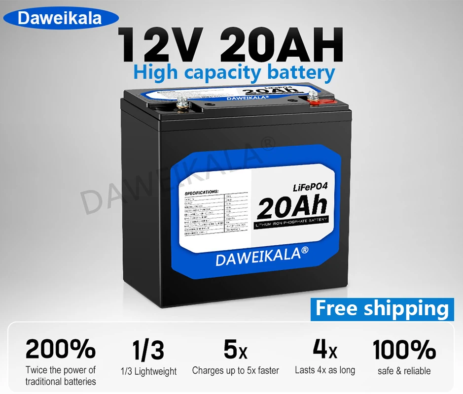 2023 New 12V 20Ah LiFePo4 Battery Lithium Iron Phosphate 12V 24V LiFePo4 Rechargeable Battery for Kid Scooters Boat Motor No Tax
2023 New 12V 20Ah LiFePo4 Battery Lithium Iron Phosphate 12V 24V LiFePo4 Rechargeable Battery for Kid Scooters Boat Motor No Tax