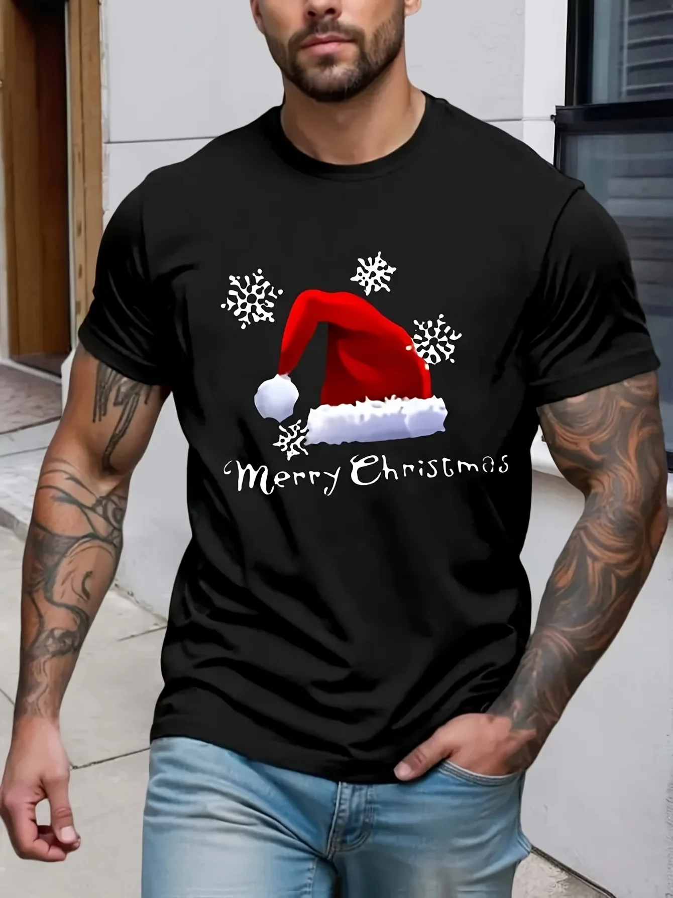Мужская хлопковая футболка со снежинкой и рисунком Санта-Клауса, повседневная футболка с короткими рукавами и круглым вырезом
Мужская хлопковая футболка со снежинкой и рисунком Санта-Клауса, повседневная футболка с короткими рукавами и круглым вырезом
