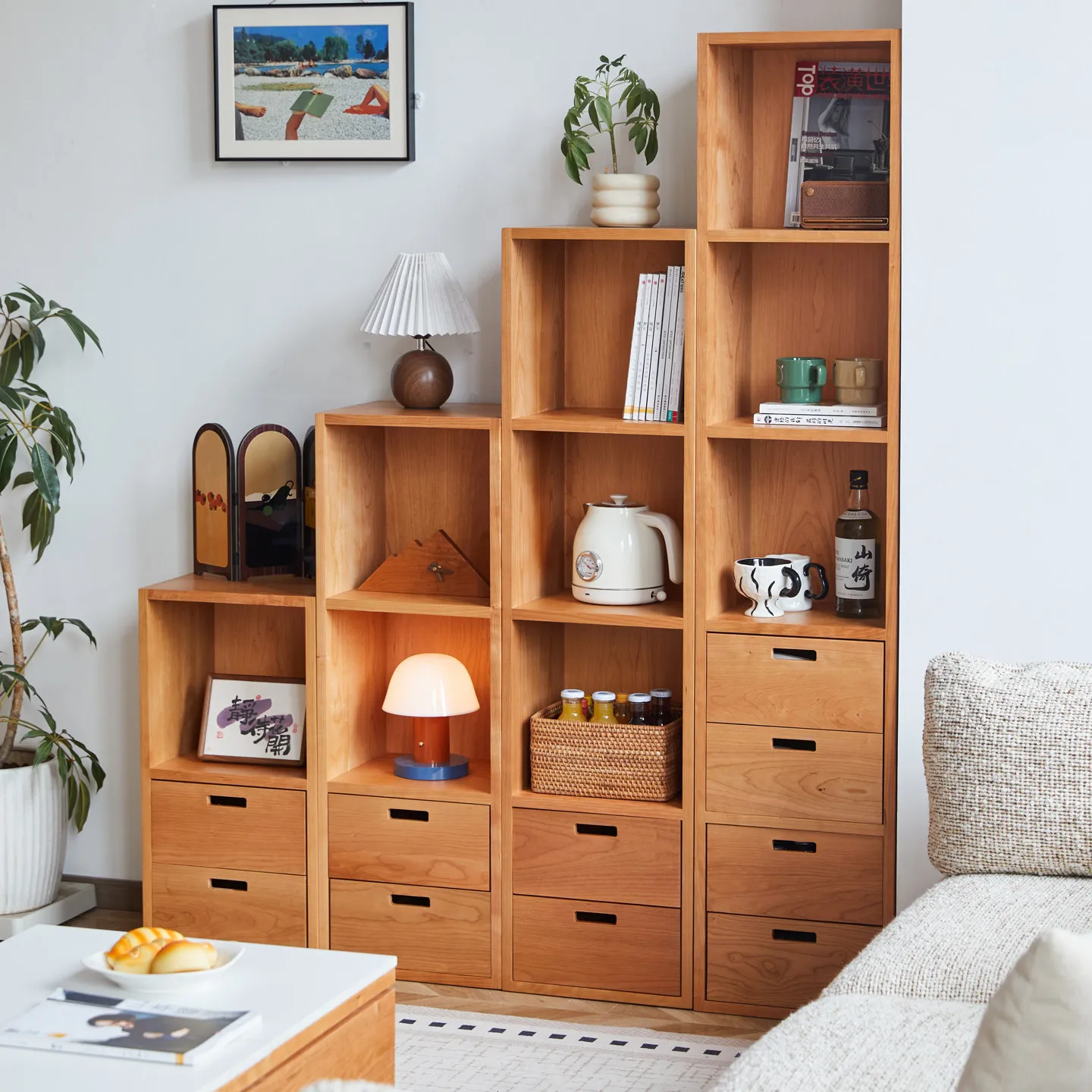 # Wood Bookshelf Floor Standing Storage Rack Cherry Wood Living Room Bedroom Bedside Storage
# Wood Bookshelf Floor Standing Storage Rack Cherry Wood Living Room Bedroom Bedside Storage