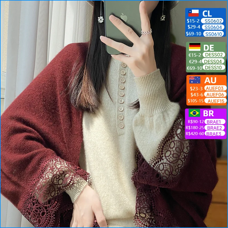 Women New Trend 100% Merino Wool Multifunctional Shawl Lace Perfect Accessories Wrap Casual Scarf Warm Knit Cardigan Mantles
Women New Trend 100% Merino Wool Multifunctional Shawl Lace Perfect Accessories Wrap Casual Scarf Warm Knit Cardigan Mantles