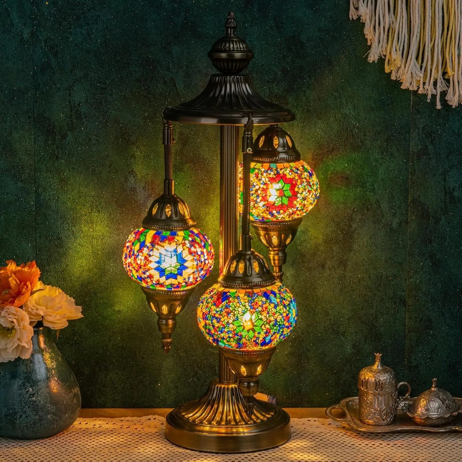 Handmade Turkish Mosaic Glass Table Lamp with Bronze Base, 23" Tall, LED Bulb for Living Room Bedroom Decor
Handmade Turkish Mosaic Glass Table Lamp with Bronze Base, 23" Tall, LED Bulb for Living Room Bedroom Decor