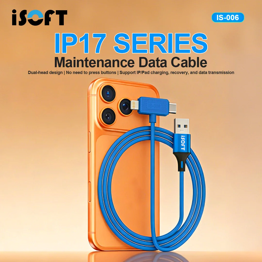 Кабель для восстановления данных ISOFT IS-006 V2.0 с двойным интерфейсом для прошивки и передачи данных iPhone, быстрый запуск, ремонт с фиолетовым экраном DFU
Кабель для восстановления данных ISOFT IS-006 V2.0 с двойным интерфейсом для прошивки и передачи данных iPhone, быстрый запуск, ремонт с фиолетовым экраном DFU