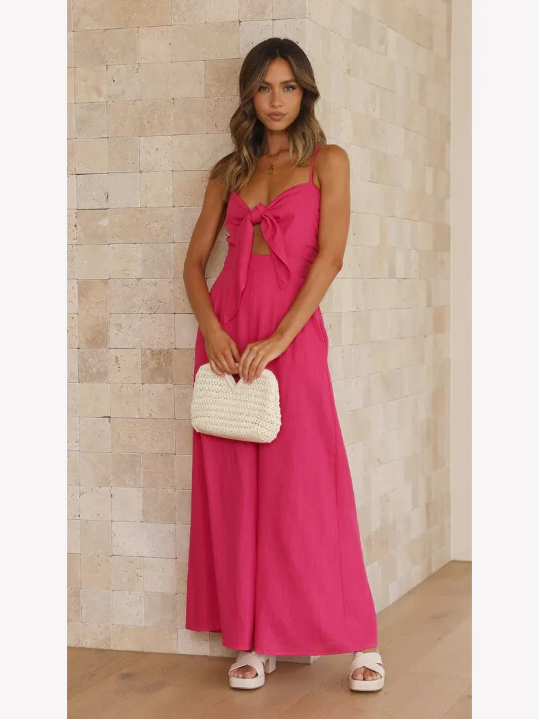 Trendy Casual Style One-Piece Pants Women's Fashionable Strapless Belted Wide Leg Pants mid Waist PVC Material Cotton Blend
Trendy Casual Style One-Piece Pants Women's Fashionable Strapless Belted Wide Leg Pants mid Waist PVC Material Cotton Blend