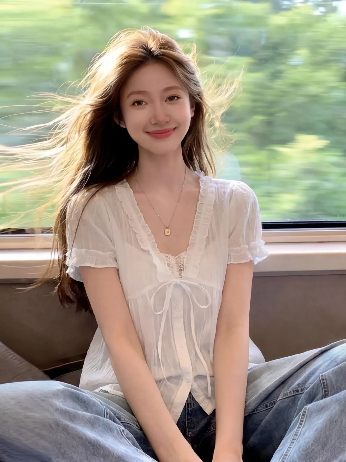 Sweet Summer Lace Patchwork V-Neck Short Sleeve Shirt Women's Fashion Korean Style Button up Top Knot Belted Shirt
Sweet Summer Lace Patchwork V-Neck Short Sleeve Shirt Women's Fashion Korean Style Button up Top Knot Belted Shirt
