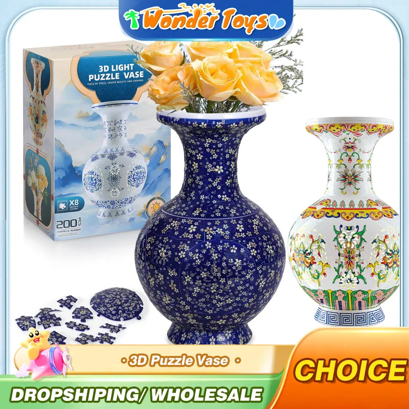 3D Puzzle Vase with Light Flower Porcelain Design Home Decoration Diy Assembly Puzzles Creative Educational Toys for Children
3D Puzzle Vase with Light Flower Porcelain Design Home Decoration Diy Assembly Puzzles Creative Educational Toys for Children