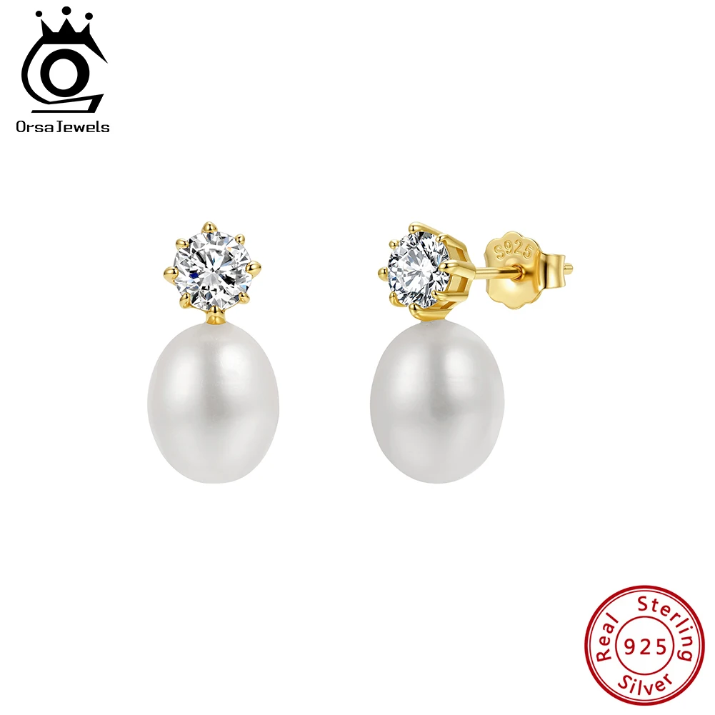 ORSA JEWELS 925 Sterling Silver Elegant Zircon Freshwater Pearl Drop Earrings Wedding Luxury Natural Pearl Dangle Earring GPE133
ORSA JEWELS 925 Sterling Silver Elegant Zircon Freshwater Pearl Drop Earrings Wedding Luxury Natural Pearl Dangle Earring GPE133