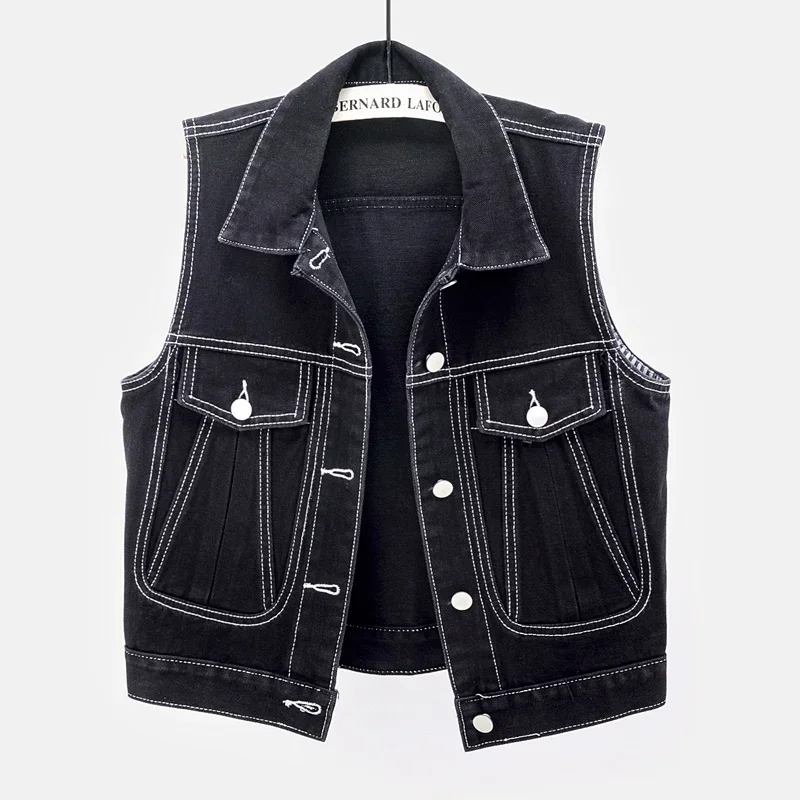 Black White Blue Stripe Denim Vest Coat Women Big Pocket Sleeveless Cowboy Waistcoat Korean Loose Casual Short Jeans Vest Female
Black White Blue Stripe Denim Vest Coat Women Big Pocket Sleeveless Cowboy Waistcoat Korean Loose Casual Short Jeans Vest Female