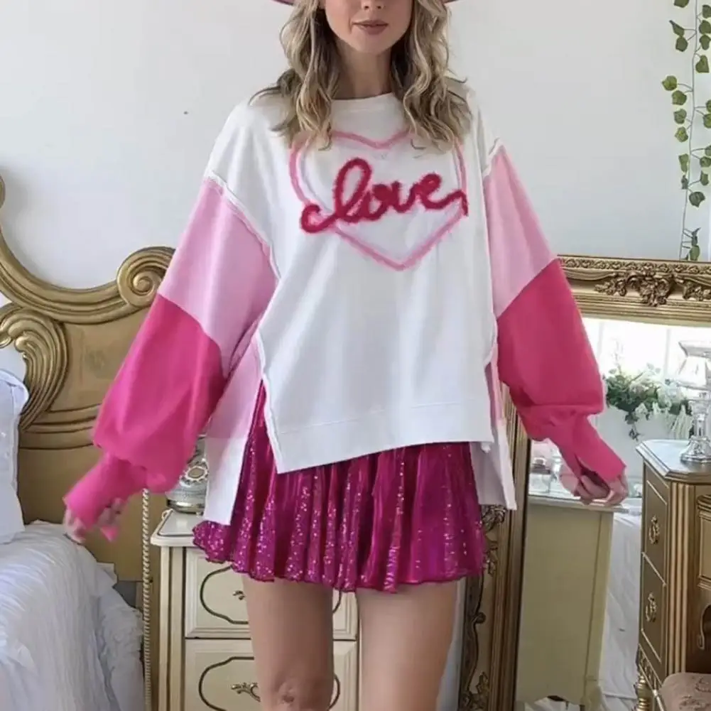 Long-sleeve Contrast Color Sweatshirt Simple Beautiful Sweatshirt Embroidered Patchwork Spring for Women for Valentines
Long-sleeve Contrast Color Sweatshirt Simple Beautiful Sweatshirt Embroidered Patchwork Spring for Women for Valentines