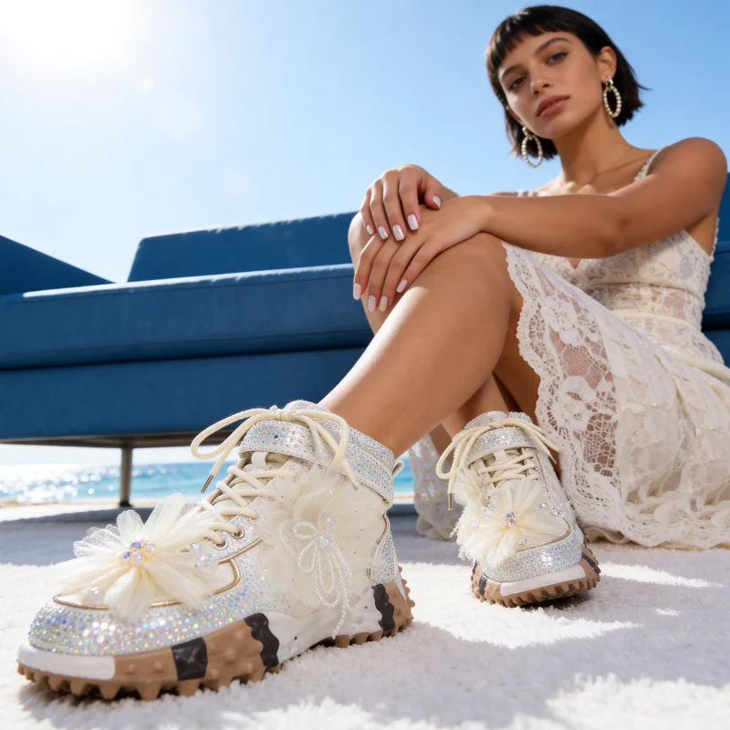Women's Brand High Top Luxury Sneakers Rhinestone Mesh Women Shoes New Style Fashion Platform Shoes Diamond Casual Sports Shoes
Women's Brand High Top Luxury Sneakers Rhinestone Mesh Women Shoes New Style Fashion Platform Shoes Diamond Casual Sports Shoes