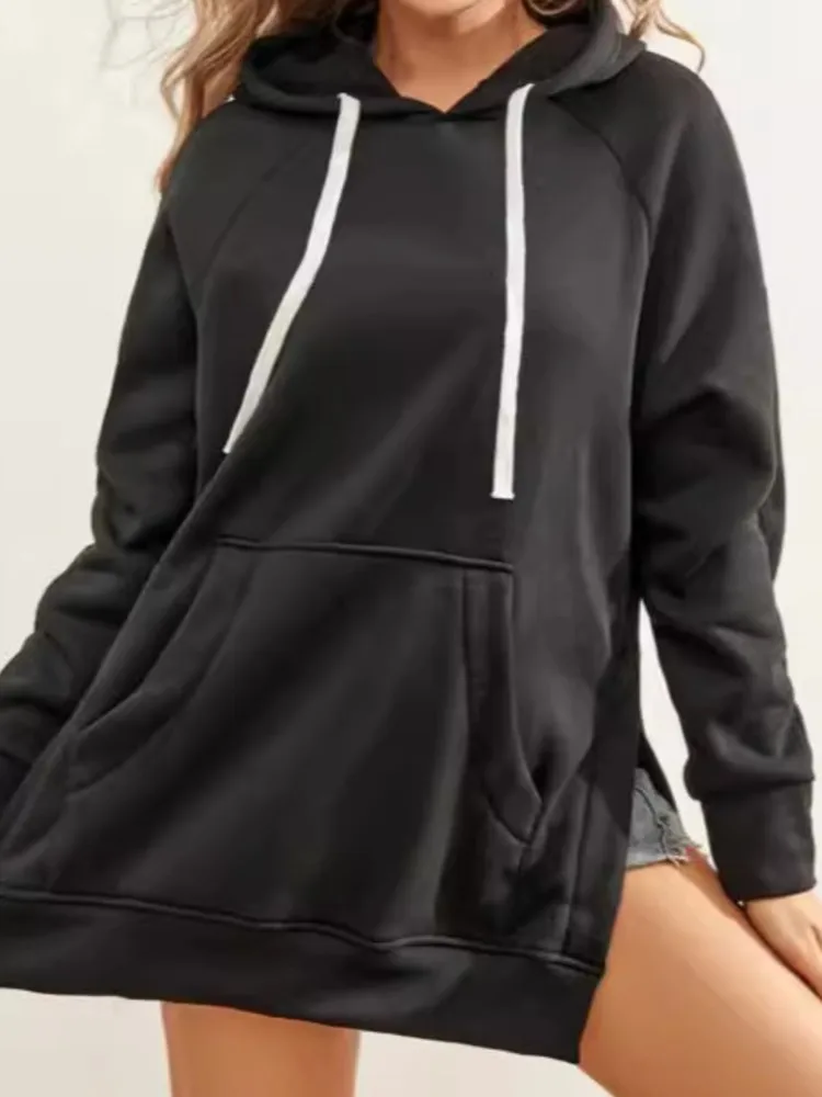 Casual Solid Hooded Hoodie For Women Fashion Long Sleeve Pullover Loose Top Lady Sports Streetwear Womens Clothing Autumn Winter
Casual Solid Hooded Hoodie For Women Fashion Long Sleeve Pullover Loose Top Lady Sports Streetwear Womens Clothing Autumn Winter