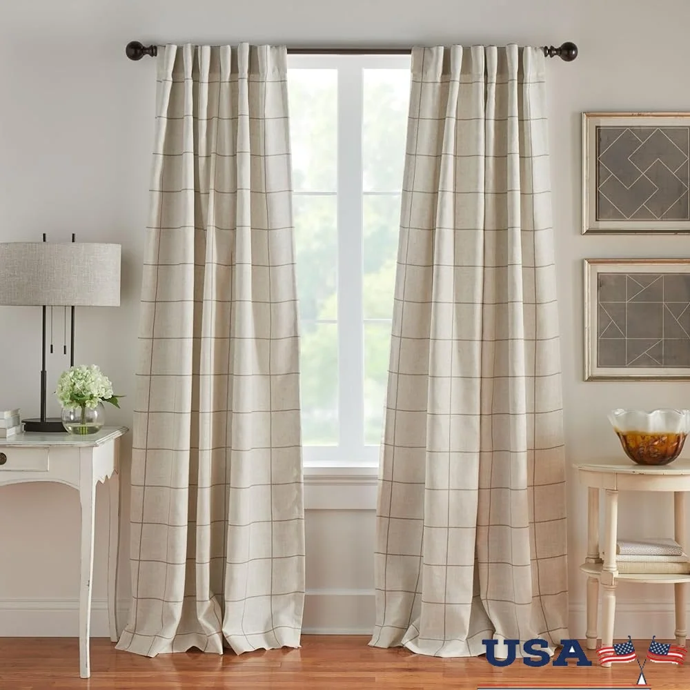 Blackout Plaid Window Curtain Panel Rod Pocket Noise Reduction Farmhouse Drapes Living Room Bedroom Linen Blend 52x84 Inches
Blackout Plaid Window Curtain Panel Rod Pocket Noise Reduction Farmhouse Drapes Living Room Bedroom Linen Blend 52x84 Inches
