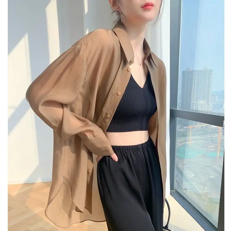 Sunscreen Shirt Women News Summer Clothes Fashion Bandage Blouses Elegant Loose Long Sleeve See Through 2024 Tops R33
Sunscreen Shirt Women News Summer Clothes Fashion Bandage Blouses Elegant Loose Long Sleeve See Through 2024 Tops R33