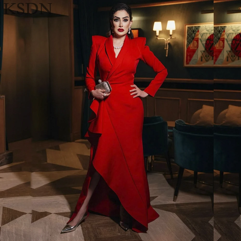 Formal Red Evening Dresses 2025 Elegant Long Sleeve Split Ruffles Sweep Train Dress Special Occasion Customized Gowns Vestidos
Formal Red Evening Dresses 2025 Elegant Long Sleeve Split Ruffles Sweep Train Dress Special Occasion Customized Gowns Vestidos