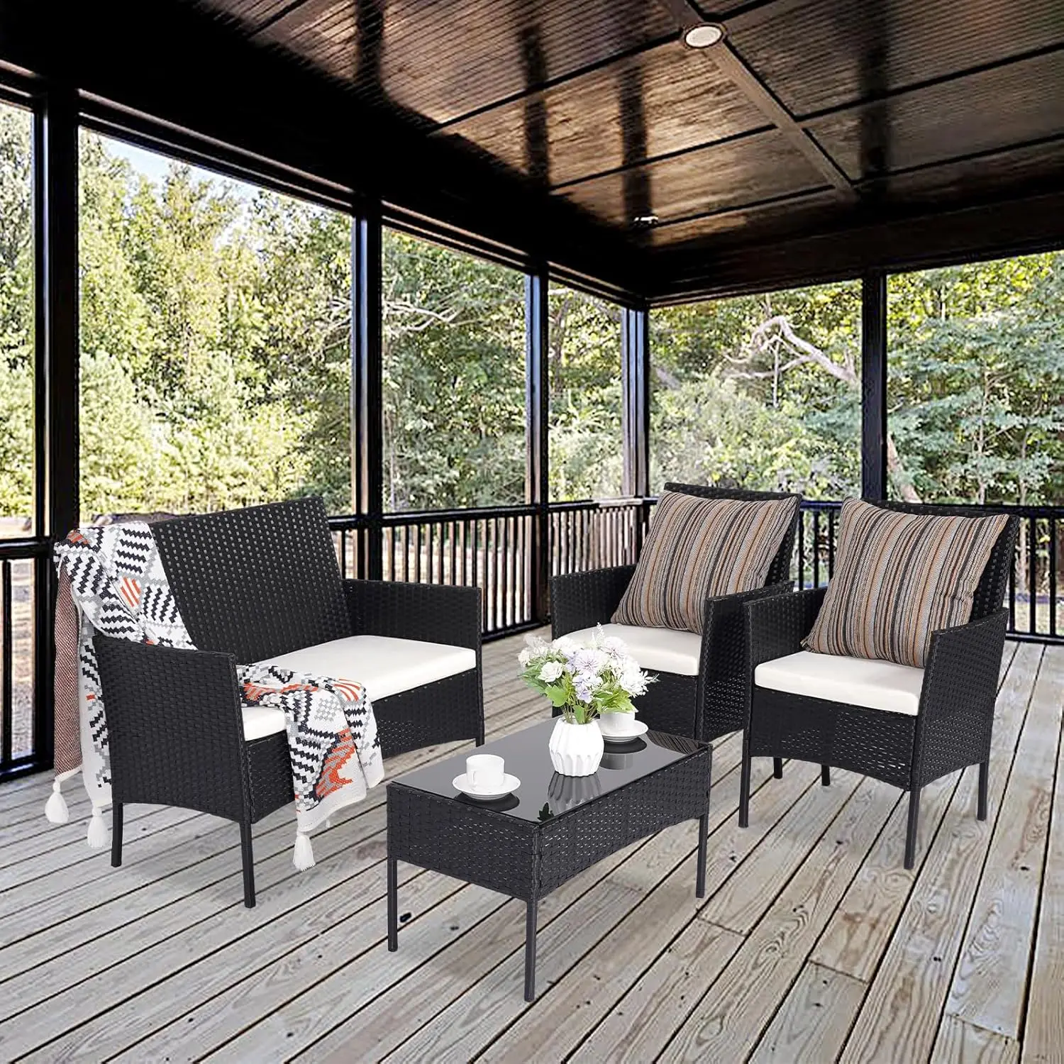 Patio Furniture Set, Garden Conversation Set, Outdoor Wicker Rattan Table and Chairs, Black Patio Set, Sectional Sofa
Patio Furniture Set, Garden Conversation Set, Outdoor Wicker Rattan Table and Chairs, Black Patio Set, Sectional Sofa