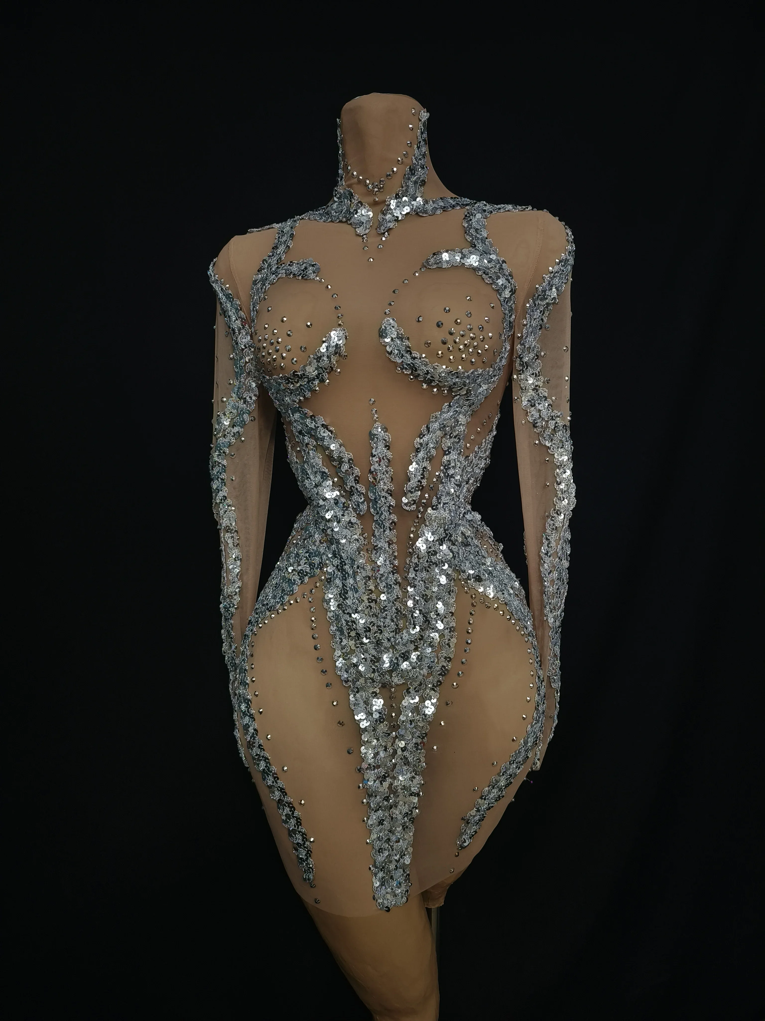 Show girl costume Luxury Party OutfitLuxury Sparkly Crystal Sequin Women Sexy Long Sleeve Mesh See Through Mini Birthday Dress P
Show girl costume Luxury Party OutfitLuxury Sparkly Crystal Sequin Women Sexy Long Sleeve Mesh See Through Mini Birthday Dress P