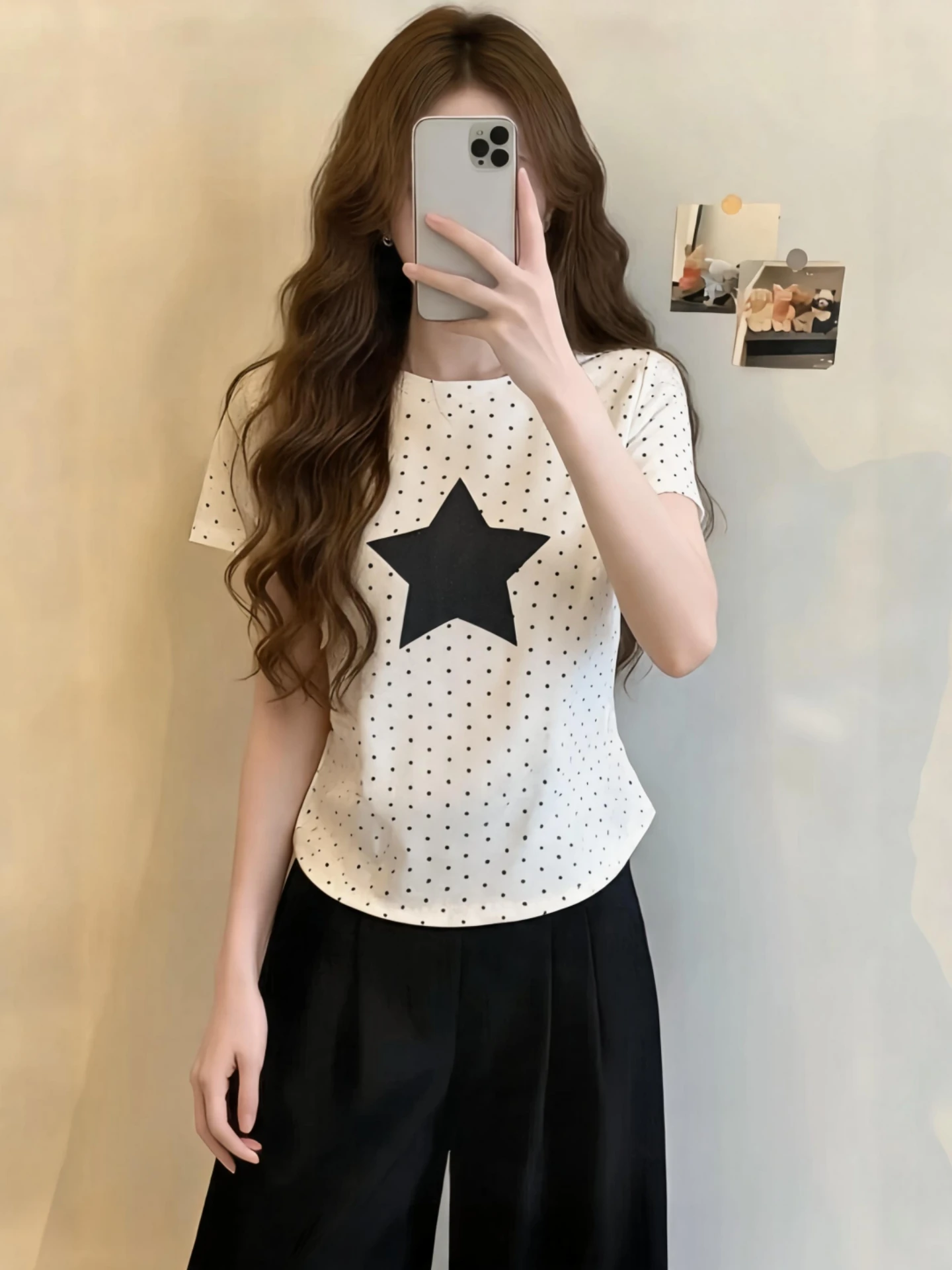 Slimming Polka Dot Short Sleeve T-Shirt Women's Summer Base Layer Top Trendy Korean Style High Waist Short Length Casual Wear
Slimming Polka Dot Short Sleeve T-Shirt Women's Summer Base Layer Top Trendy Korean Style High Waist Short Length Casual Wear