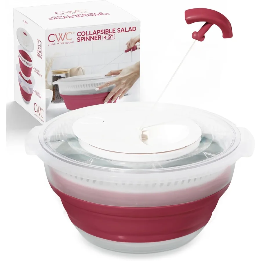 Collapsible Salad Spinner with Folding Collapsible Colander for Efficient Washing and Drying Fruits and Vegetables 4 QT SpaceSa
Collapsible Salad Spinner with Folding Collapsible Colander for Efficient Washing and Drying Fruits and Vegetables 4 QT SpaceSa