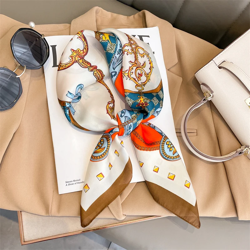 70cm Square Silk Scarf Vintage Baroque Chain Print for Women, Luxury Soft Satin Headscarf Bandana Neck Scarf for Office Daily
70cm Square Silk Scarf Vintage Baroque Chain Print for Women, Luxury Soft Satin Headscarf Bandana Neck Scarf for Office Daily