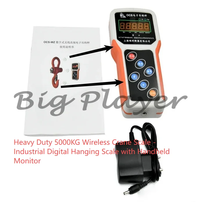 Wireless Electronic Digital Crane Scale 5T Heavy Duty Hanging Scale with Handheld Display
Wireless Electronic Digital Crane Scale 5T Heavy Duty Hanging Scale with Handheld Display