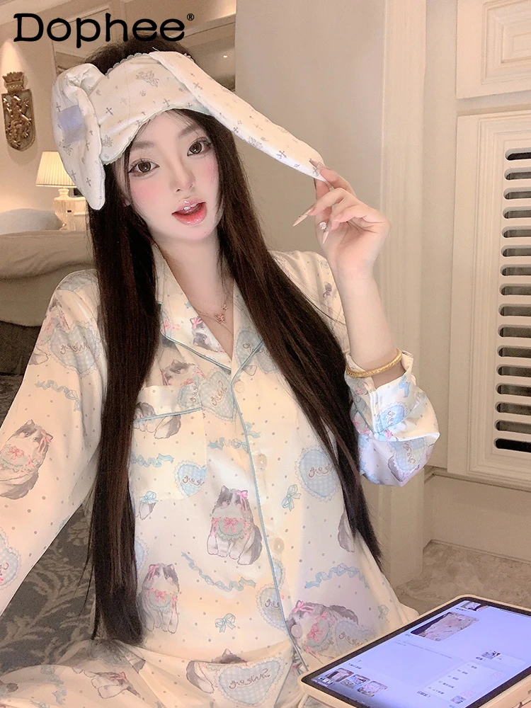 Japanese Original Ins Sweet Sister Ice Silk Long-sleeved Pajamas Cartoon Cute Casual Comfortable Soft Outdoor Doll Loungewear
Japanese Original Ins Sweet Sister Ice Silk Long-sleeved Pajamas Cartoon Cute Casual Comfortable Soft Outdoor Doll Loungewear