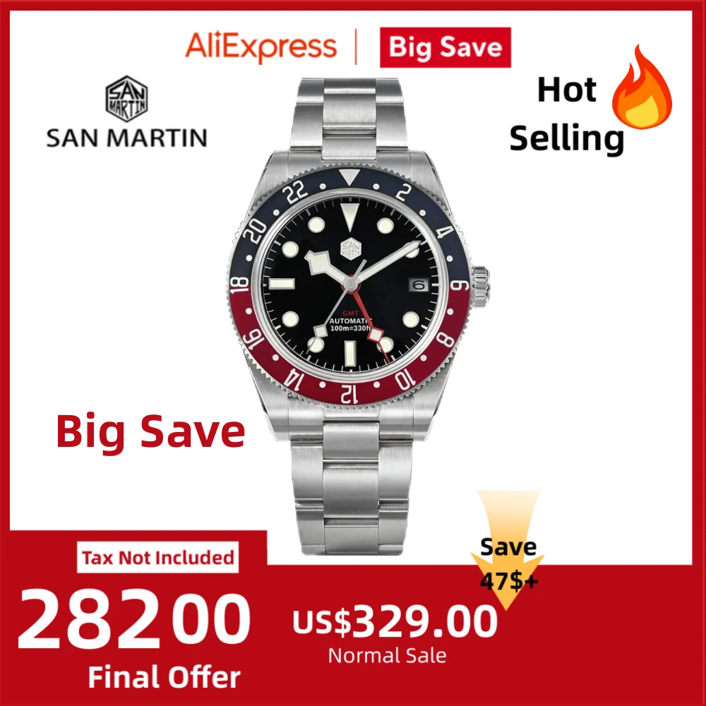 San Martin 39mm NH34 Mechanical GMT Watch For Man Automatic Wristwatch 3H Date Waterproof 10Bar Reloj BGW9 Lume часы SN0109
San Martin 39mm NH34 Mechanical GMT Watch For Man Automatic Wristwatch 3H Date Waterproof 10Bar Reloj BGW9 Lume часы SN0109
