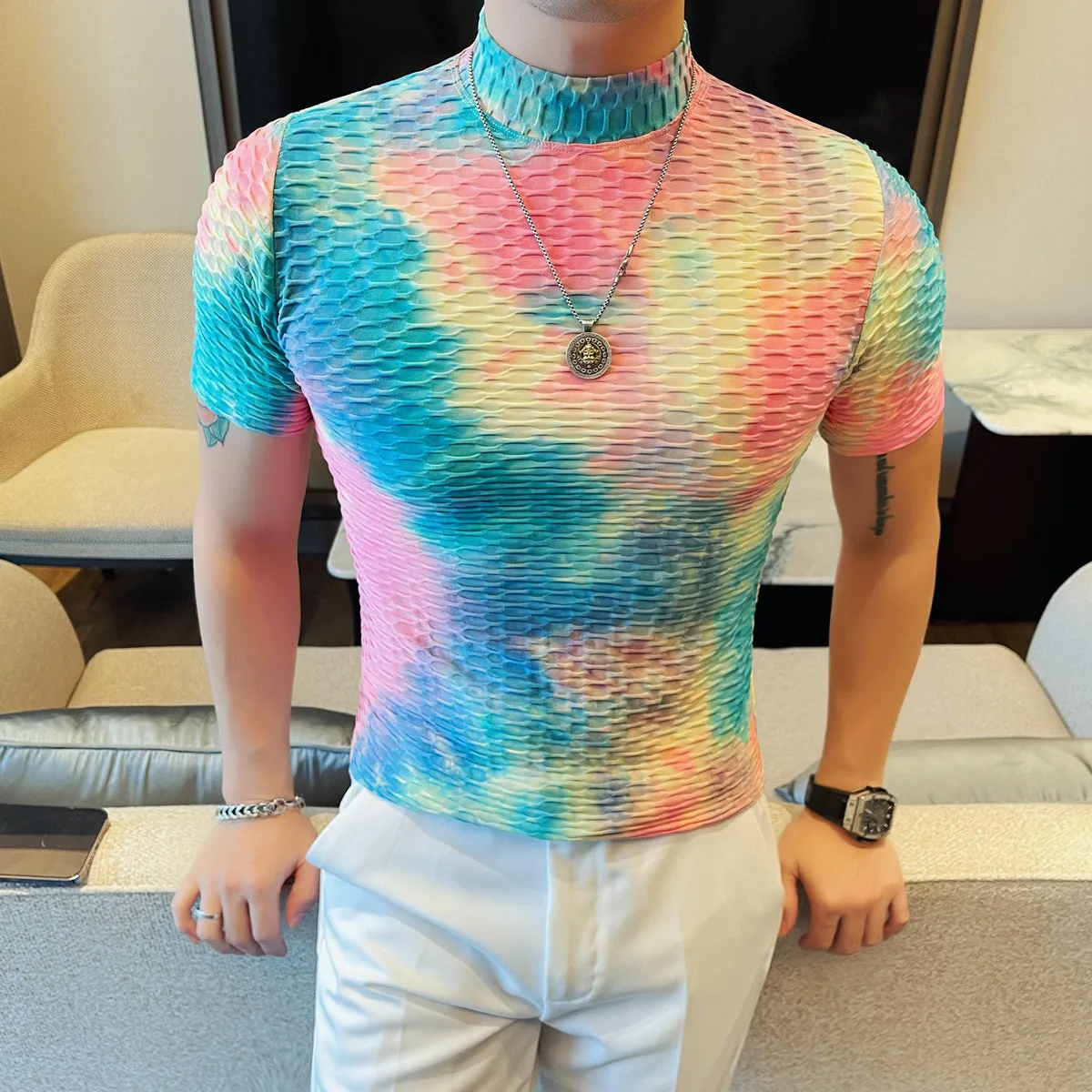 Men's Summer Short-Sleeved T-shirt Male Slim Fit Fashion Tie-dye Close-fitting Casual T-shirt 4XL-M
Men's Summer Short-Sleeved T-shirt Male Slim Fit Fashion Tie-dye Close-fitting Casual T-shirt 4XL-M
