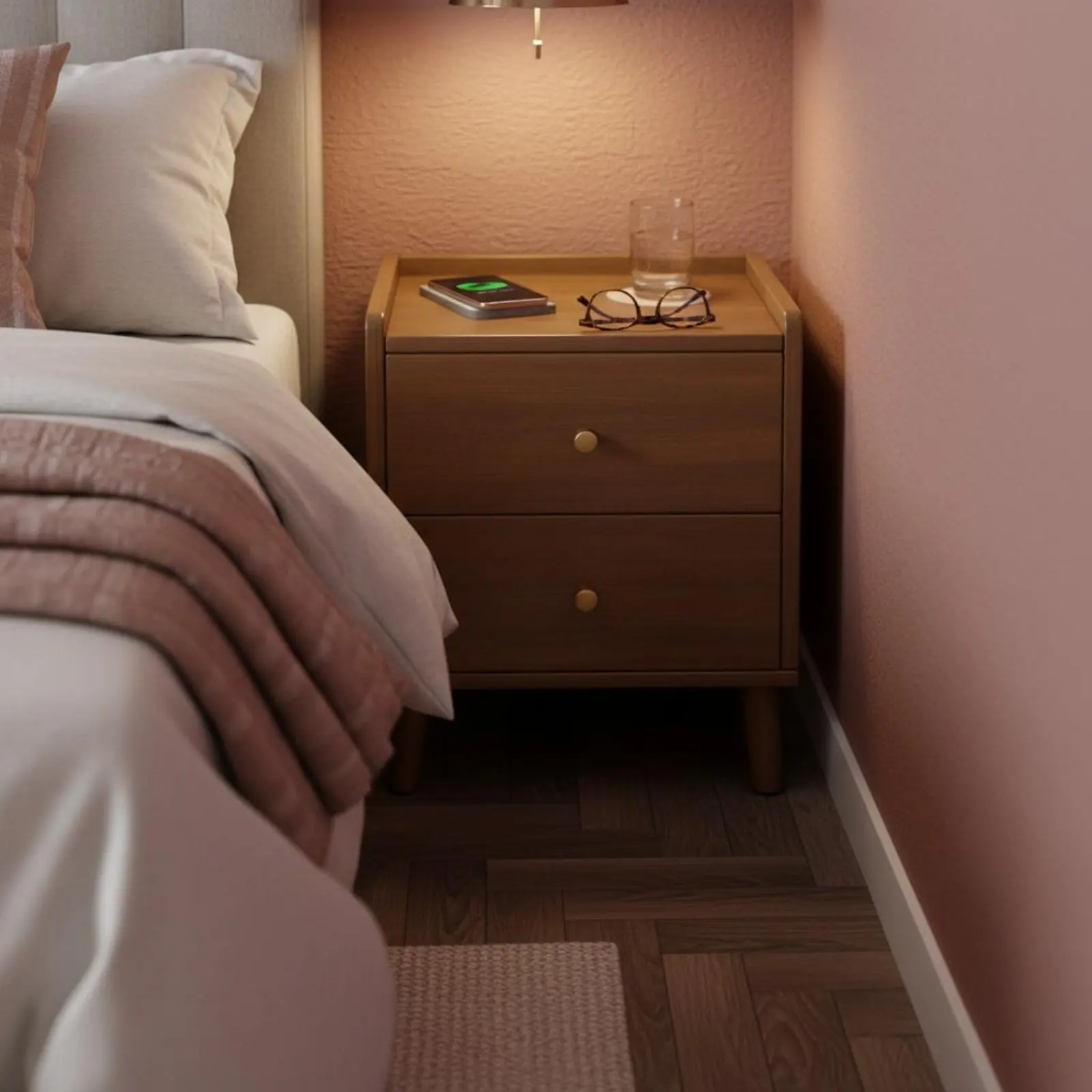 Narrow Nightstand with Shelf Sturdy Wood Legs Wooden Bedside Cabinet Bedroom Furniture Cord Management Hole for Living Room
Narrow Nightstand with Shelf Sturdy Wood Legs Wooden Bedside Cabinet Bedroom Furniture Cord Management Hole for Living Room