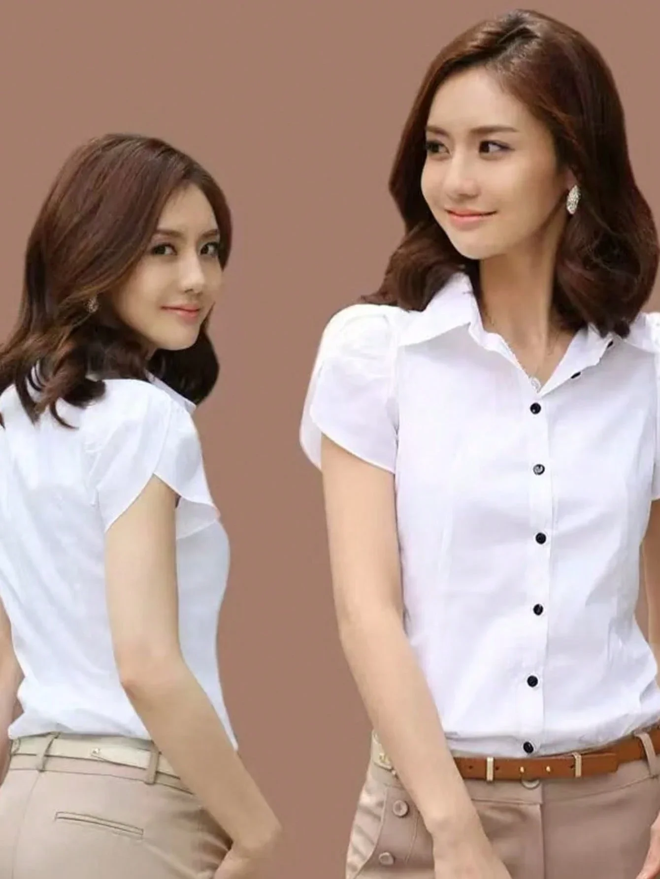Women's Fitted Short Sleeve Button Up Blouse White Professional Office Summer
Women's Fitted Short Sleeve Button Up Blouse White Professional Office Summer