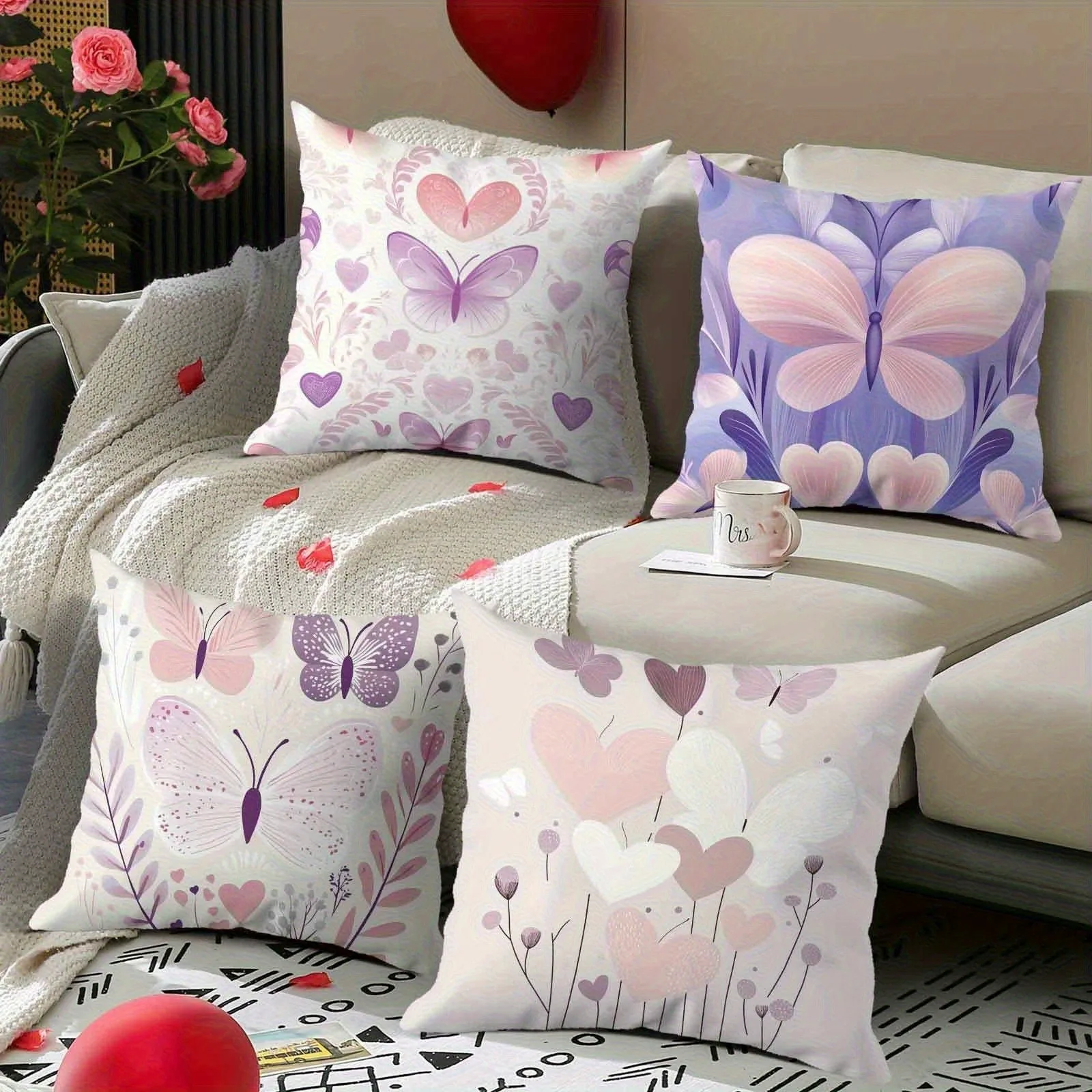 Romantic Butterfly Heart Throw Pillow Cover, Pastel Valentine's Day Cushion Case for Living Room Sofa Decor
Romantic Butterfly Heart Throw Pillow Cover, Pastel Valentine's Day Cushion Case for Living Room Sofa Decor