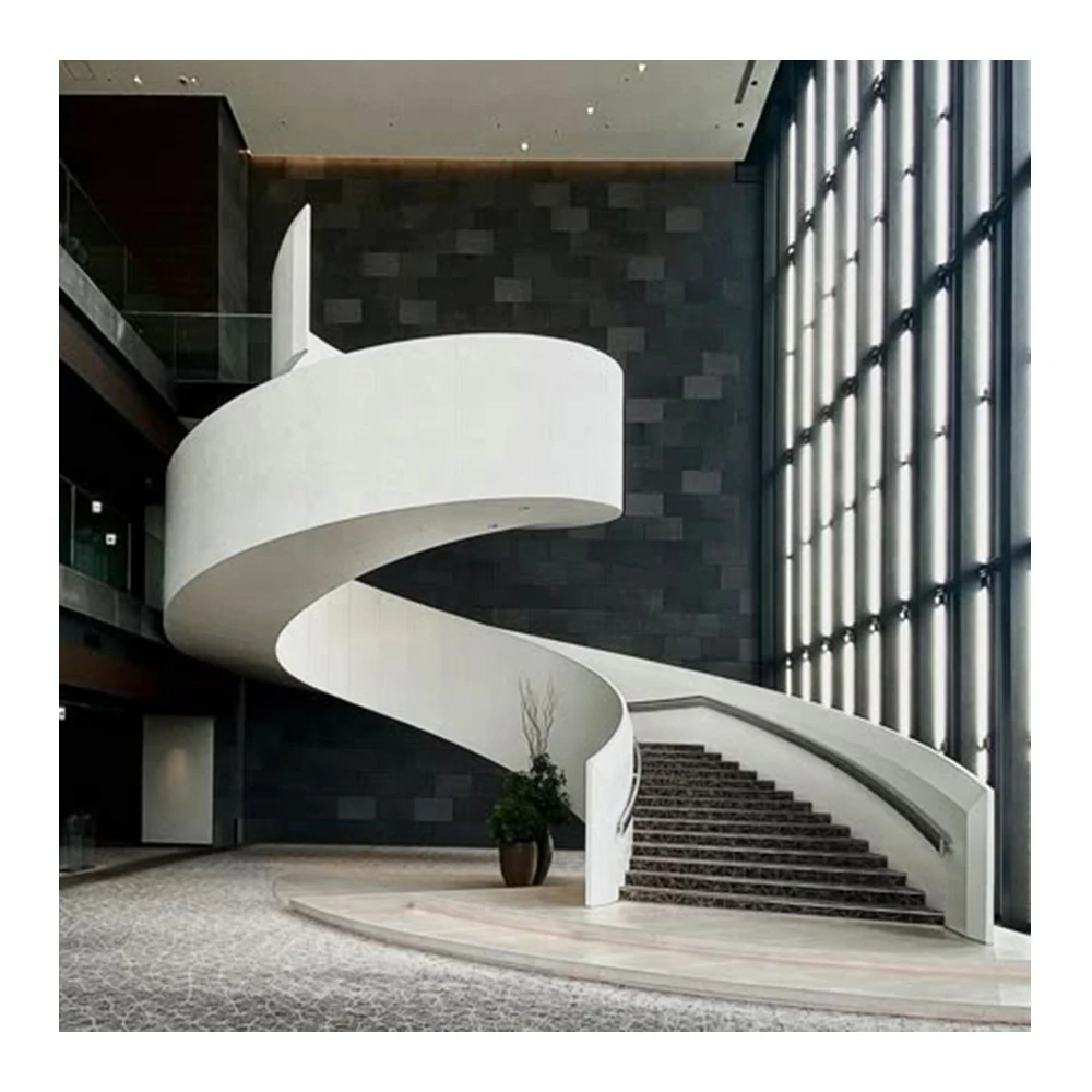 Modern Design Interior Wooden Tread Curved Staircase With Glass Balustrade, Suitable For Apartment Use
Modern Design Interior Wooden Tread Curved Staircase With Glass Balustrade, Suitable For Apartment Use