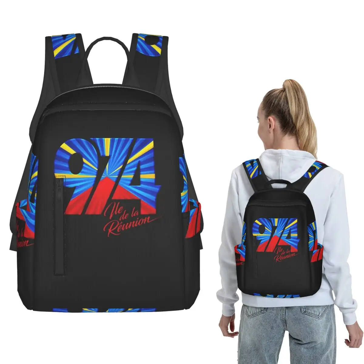 974 Reunion Island Flag Backpack Daypack Kids BookBag School Bag Shoulder Bags for Men Women
974 Reunion Island Flag Backpack Daypack Kids BookBag School Bag Shoulder Bags for Men Women