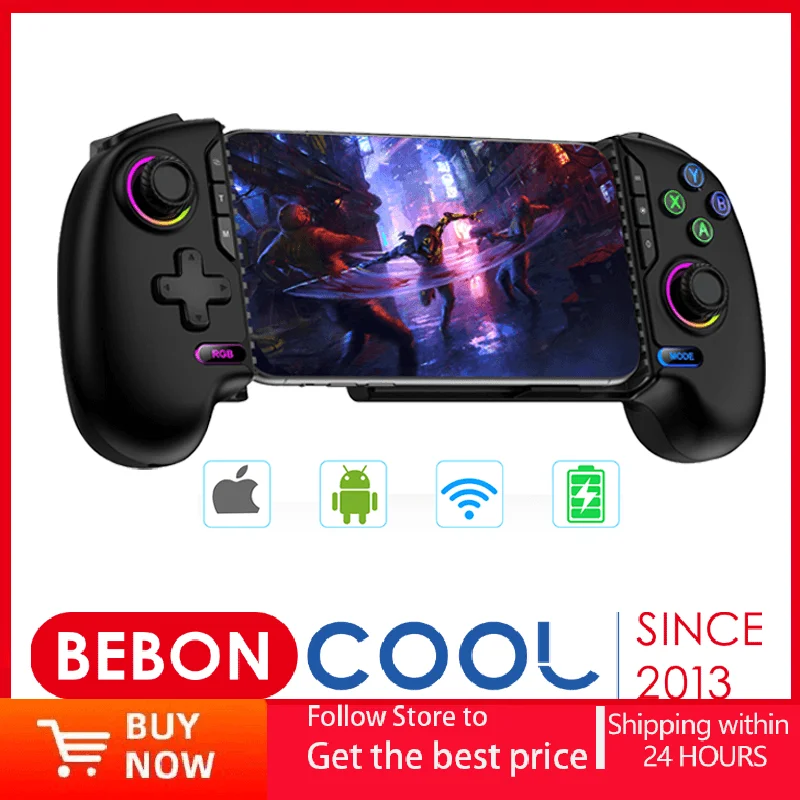 BEBONCOOL беспроводной растягивающийся игровой контроллер для мобильного телефона Android IOS геймпад с эффектом Холла джойстик геймпады с RGB подсветкой
BEBONCOOL беспроводной растягивающийся игровой контроллер для мобильного телефона Android IOS геймпад с эффектом Холла джойстик геймпады с RGB подсветкой