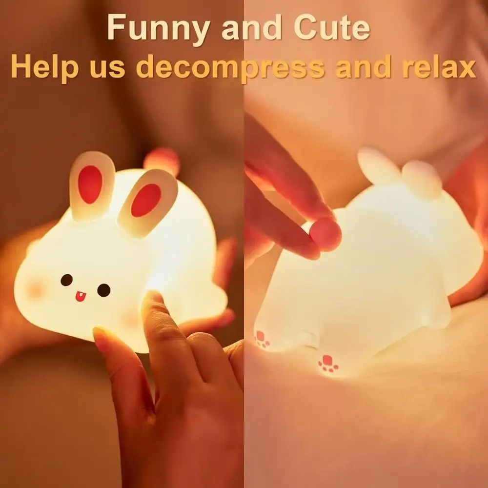 Rechargeable Rabbit Silicone Night Light Tap Control 3 Level Dimmable Sleep Atmosphere Light Soft Light Eye Protection
Rechargeable Rabbit Silicone Night Light Tap Control 3 Level Dimmable Sleep Atmosphere Light Soft Light Eye Protection