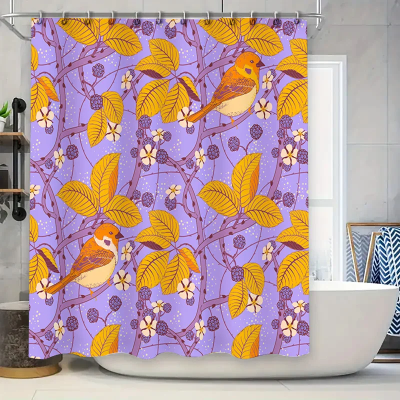 Beautiful Purple Bath Curtain with Orange Birds Leaves Bathroom Decor for Home or Hotel, Quick Dry Fabric Shower Curtain Waterpr
Beautiful Purple Bath Curtain with Orange Birds Leaves Bathroom Decor for Home or Hotel, Quick Dry Fabric Shower Curtain Waterpr