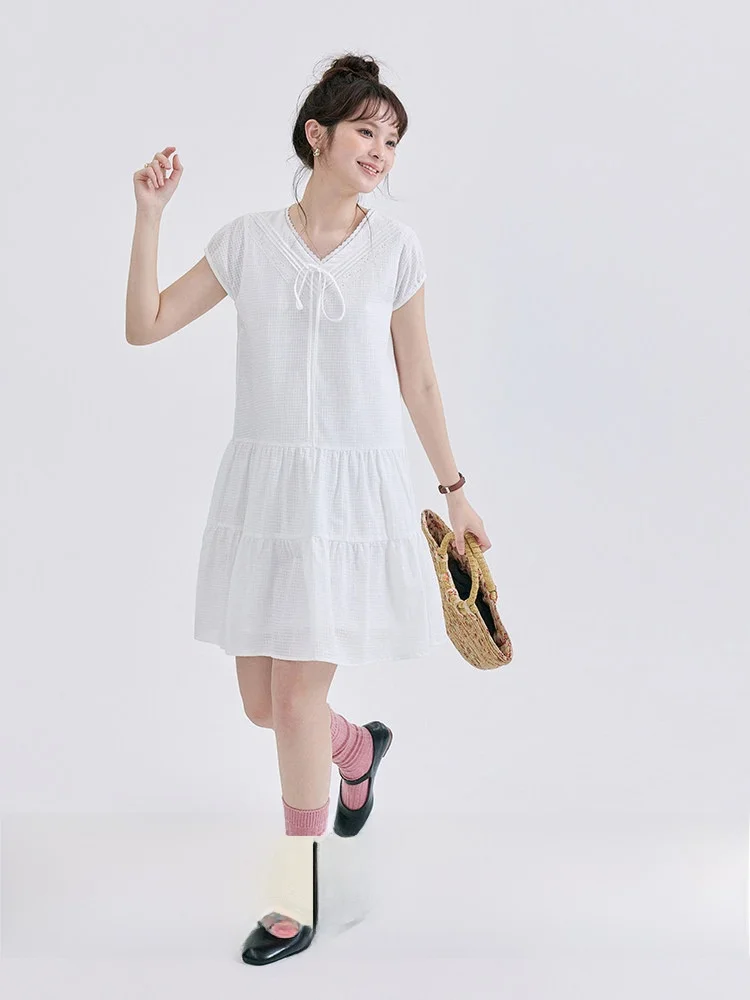 North Island AMUU Original Texture Pure Cotton White Dress Women's Summer New V-neck Ruffle Belted Short Skirt Korean Style
North Island AMUU Original Texture Pure Cotton White Dress Women's Summer New V-neck Ruffle Belted Short Skirt Korean Style