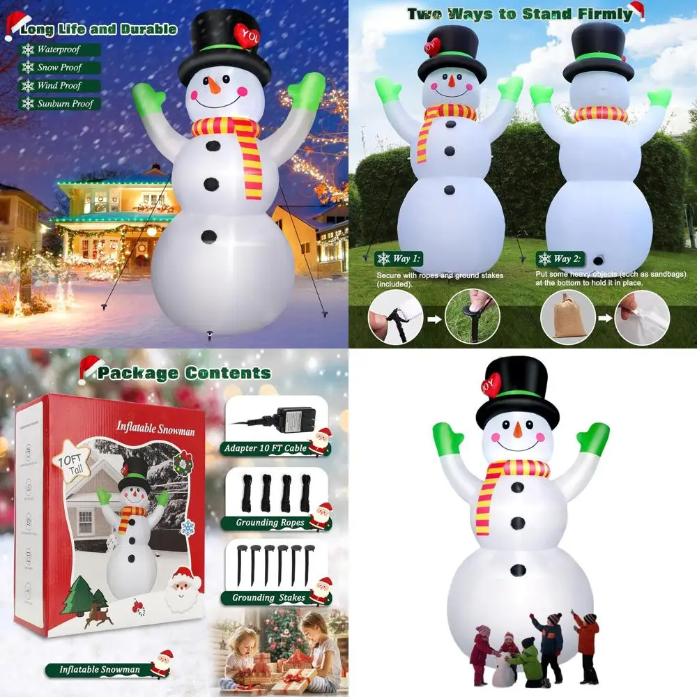 Giant Christmas Snowman Inflatable Outdoor Decoration with LED Lights for Holiday Lawn and Garden
Giant Christmas Snowman Inflatable Outdoor Decoration with LED Lights for Holiday Lawn and Garden